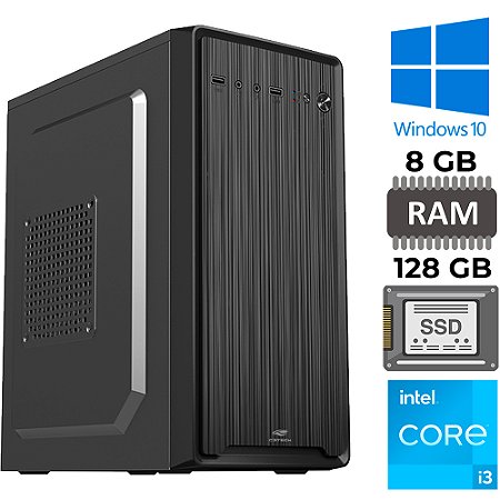 Computador Intel Core i3-2100, 8GB RAM, SSD 128GB, Gabinete MT-33BK, Windows 10