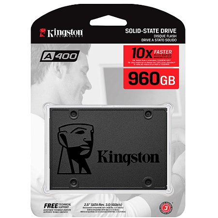 HD SSD Kingston 960GB SA400S37/960G, SATA III 2.5", Leitura 500MB/s, Gravação 450MB/s