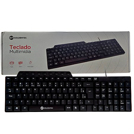 Teclado USB Multimídia Goldentec GT V3, ABNT2 com 105 Teclas, 9 Atalhos Multimídia, Cabo 1,2m - Preto
