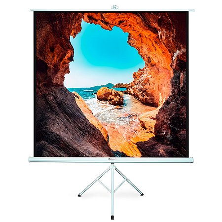 Tela de Projeção 180 x 180cm (4:3) 71" com Tripé Ajustável, Película Matte-White 1.0, Sistema Multiponto - Goldentec