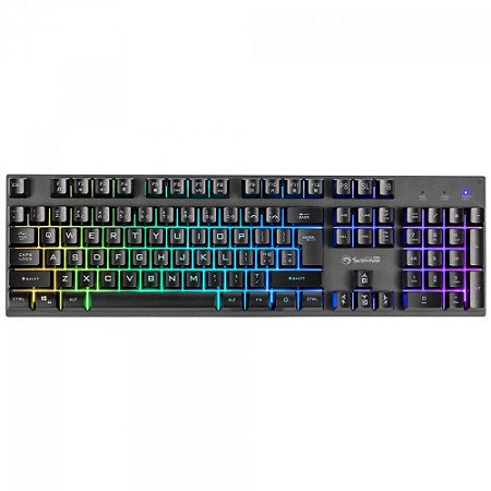 Teclado Gamer Marvo K604-BR com Fio USB, Membrana RGB, Anti-Ghosting, 104 Teclas, 12 Teclas Multimídia, ABNT2 - Preto