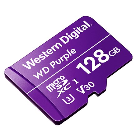Cartão de Memória MicroSDXC 128GB WD Purple Intelbras, ‎Gravação 20Mb/s Leitura 20Mb/s, Roxo