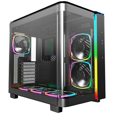Gabinete Gamer Montech King 95 Pro, ARGB, Mid Tower ATX, Vidro Temperado, Sem Fonte, Com 6 Fans - Preto