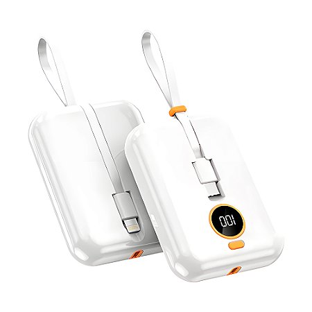 Carregador Portátíi, Power Bank, 10.000mah, Carregamento Turbo, A'Gold, BTE-15, Branco