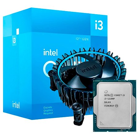 Processador Intel Core i3-12100F, 3.30GHz (Turbo 4.30GHz), 4 Núcleos, 12MB Cache, TDP 58W, LGA 1700, 12ª Geração, Box