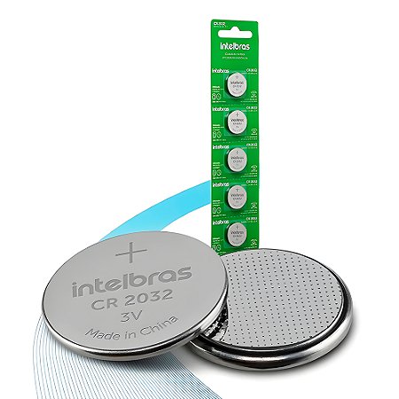 Bateria Botão de Lítio Não Recarregavel Intelbras CR2032, 220mAh 3V, 20x3,2mm Li/MnO (Cartela com 5 Unidades)