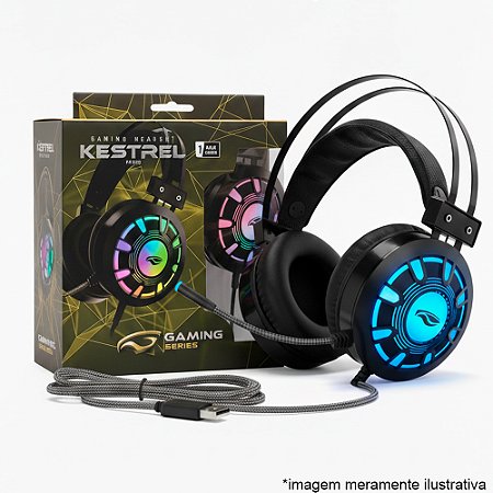 Headset Gamer USB Kestrel PH-G720BK C3Tech, Over-Ear, Microfone Integrado, Iluminação RGB, Áudio Virtual 7.1, 50mm