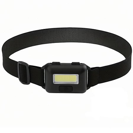 Mini Lanterna Portáti de Cabeça COB ABS para Pesca, Acampamento, Caminhada, Corrida e Escalada - Sem Bateria, Preto
