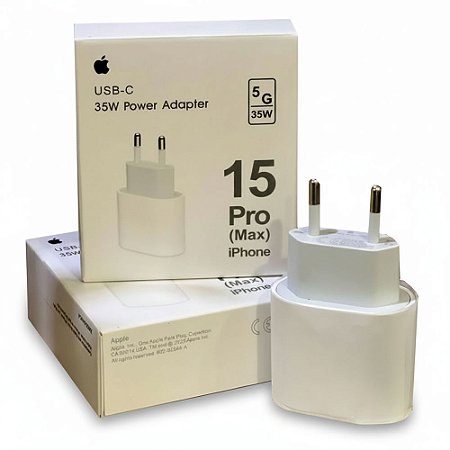 Fonte Carregadora USB-C 35W Compatível iPhone 15 Pro Max, iPad, Apple Watch e AirPods – Branco