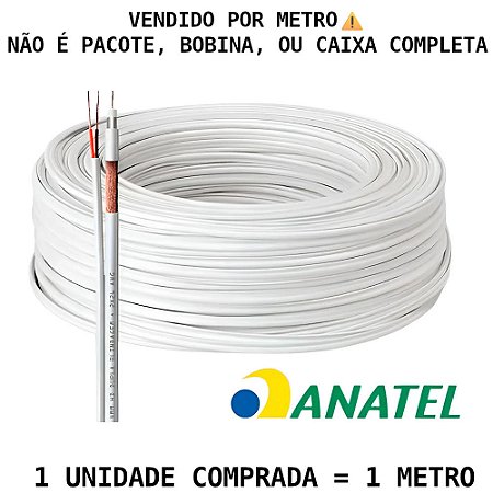 Metro de Cabo Coaxial Bipolar 4mm com Dupla Blindagem, UDI Cabos, Para uso Exterior, Anti-Chama - Branco