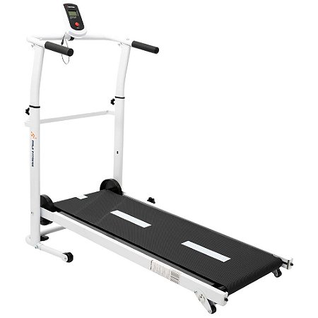 Esteira Mecânica Mile Fitness Dobrável 3 Inclinações Ajustáveis 110kg Display Tempo Distância Calorias 130x50x120cm
