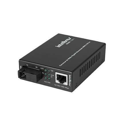 Conversor de Mídia Intelbras KGS 1120 A, WDM Gigabit, Monomodo, 20km SC 1310/1550nm, 1000Base-T, RJ45, Preto