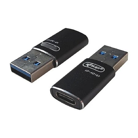 Adaptador OTG USB 3.0 KNUP KP-AD107 - Conversor Plug USB-C Fêmea p/ USB-A Macho