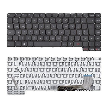 Teclado Notebook Compatível Positivo Motion Gray Q646C, C4128C-S, C4120F com Botões YouTube Netflix Deezer, BringIT