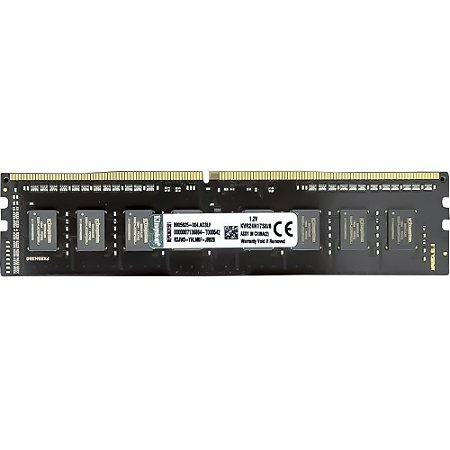 Memória RAM Desktop Kingston KVR24N17S8/8, 8GB DDR4 2400MHz, CL17, 1.2V, 288-Pin UDIMM, OEM, S/Caixa, Preto