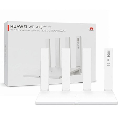 Roteador Huawei Wi-Fi 6 Plus AX3 WS7100 V2, Dual Core 3000Mbps, 802.11ax, Dual Band 2x2, MIMO 5GHz, 160MHz OFDMA MU-MIMO