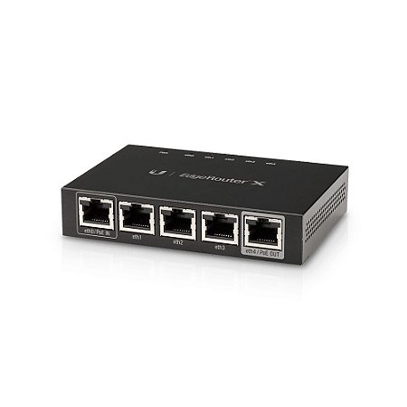 Roteador Ubiquiti EdgeRouter X ER-X, 5 Portas Gigabit RJ45 (10/100/1000 Mbps), PoE 24 V Passivo com Pass-Through, Preto