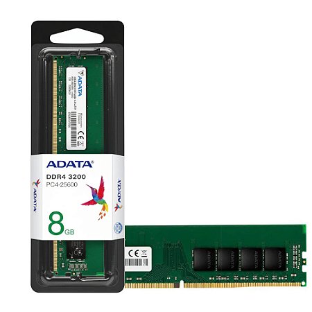 Memória RAM Adata 8GB DDR4 3200MHz 1.2V UDIMM, CL22, Single Rank, Desktop – AD4U32008G22-SGN