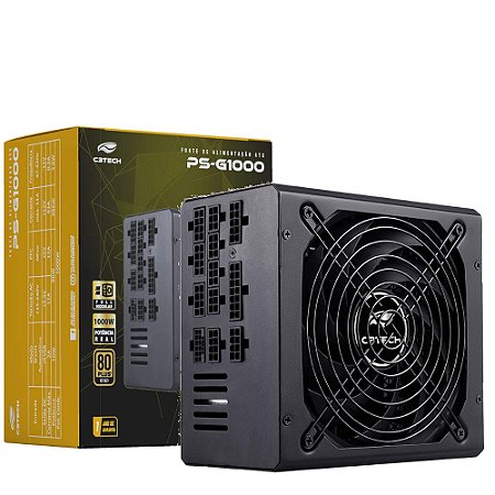 Fonte ATX 1000W C3Tech PS-G1000, 80PLUS Gold, Full Modular, PFC Ativo, Bivolt Automático
