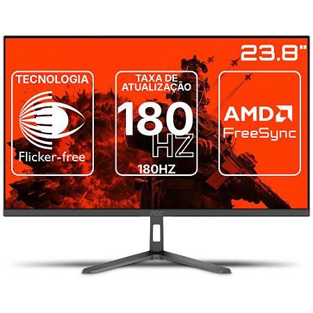 Monitor Gamer AOC 24G30E 23.8", IPS, Full HD, 180Hz, 1ms, MPRT, HDR, FreeSync, HDMI, DP, Low Blue Light e Flicker-Free