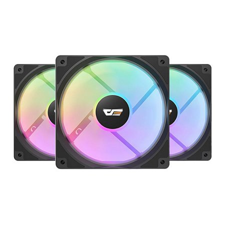 Kit Ventoinhas Aigo Darkflash CL12, Rainbow, 3x120mm, Preto, RAINBOW-CL12-3IN1