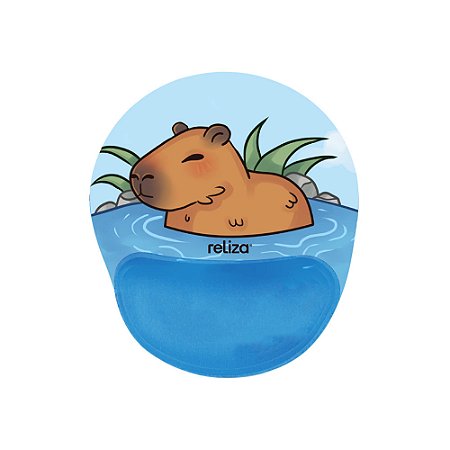Mouse Pad Ergonômico 24 x 20,6cm, Reliza Comfort Fun, Apoio para Pulso e Base Antiderrapante - Estampa Capivara