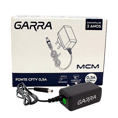 Fonte de Alimentação MCM FON1454-RS 12,8V 0,5A com Bivolt Automática (100–240V), Plug Garra, Linha Wall Plug