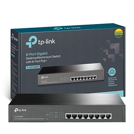 Switch TP-Link TL-SG1008MP Gigabit 8 Portas RJ45 10/100/1000Mbps PoE+ 802.3af/at, 126W (30W/porta), Desktop/Rack