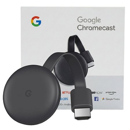 Chromecast Google 3ª Geração Full HD 1080p, HDMI, Wi-Fi 2,4/5GHz, Streaming e Espelhamento, Cor Carbono