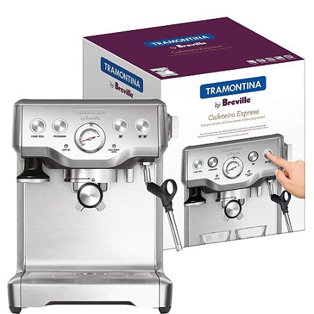 Cafeteira Espresso Tramontina by Breville Express Inox 1,8L 220V PID 15 Bar Reservatório Removível Bico Vapor