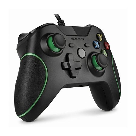 Controle Kap-X01 KapBom Joystick Com Fio Para Xbox One e Computador, Preto/Verde