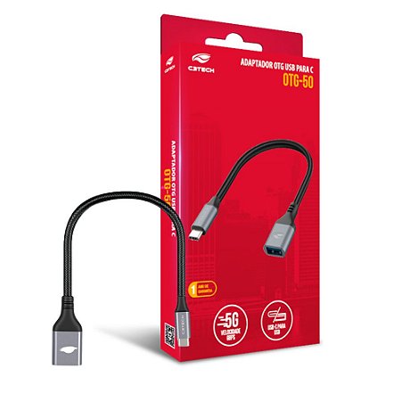 Cabo Adaptador OTG USB-C Macho/USB-A Fêmea OTG-50 C3Tech