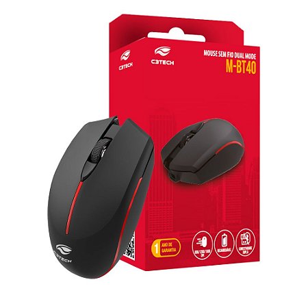 Mouse Sem Fio Recarregável Bluetooth e Wireless 2.4ghz M-BT+RC/NANO M-BT40BK C3Tech