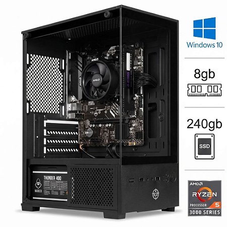 Computador Gamer AMD Ryzen 5 3400G 8GB RAM 3200MHz SSD 240GB Fonte 400W 80 Plus Windows 10 Gabinete TGT Legion