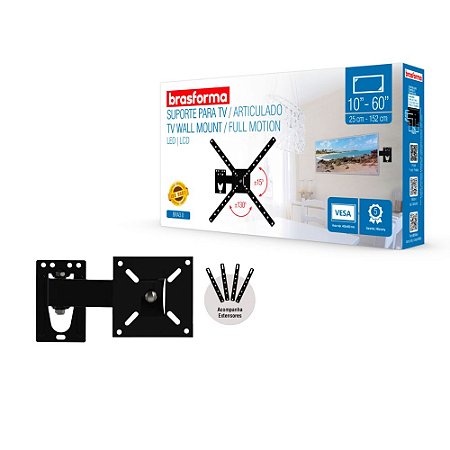 Suporte Articulado Para Tv 28 32 40 42 43 49 50 55 e 60 Polegadas BRA3.0 - Brasforma