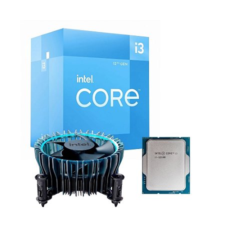Processador Intel Core i3 12100, 3.3GHz (4.3GHz Turbo), 12ª Geração, 4-Cores 8-Threads, LGA 1700, Com Cooler, BX80715121
