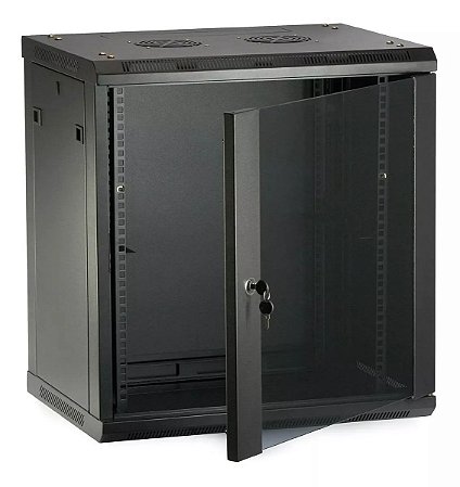 Mini Rack De Parede 9u X 370mm Padrão 19 Preto C/nf