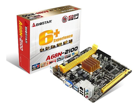 Placa Mãe Integrada Bios Star + Processador CPD Dual Core A68N-2100 AMD E12100 ITX