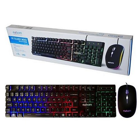 Kit Teclado e Mouse USB Gamer com LED Exbom BK-G550