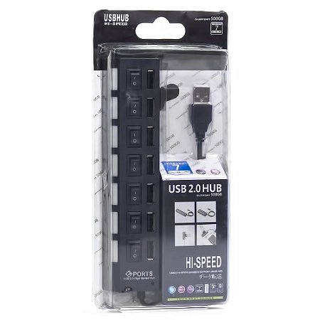 Hub Usb 2.0 Com 7 Portas Suporta 500gb -Knup- Hb-T57