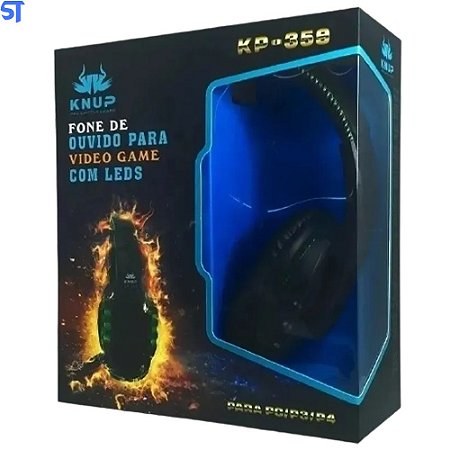 Fone De Ouvido HeadPhone Game Com Leds e Conexão Usb E Controle KP-359- Azul