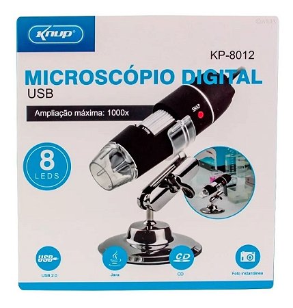 Microscópio Digital Usb 1000x Hd 8 Leds Kp-8012 Knup