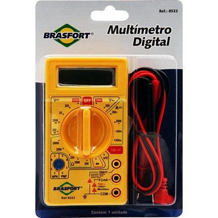 Multímetro Digital DT-830B Medição de Tensão Contínua e Alternada 9V Amarelo
