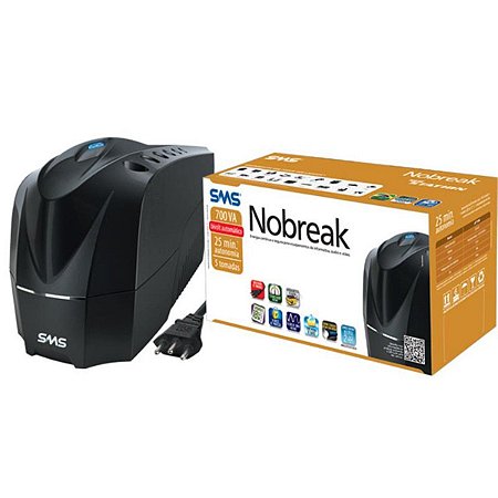 Nobreak SMS New Station, 700VA, Entrada Bivolt Automático e Saída 115V, com 6 Níveis de Proteção e Autodiagnostico de Ba