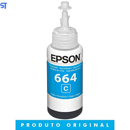 Refil de Tinta Epson 664 Azul T664220 AL Original - Rende até 6.500 Paginas Para Ecotank L110 / á L395 / L495