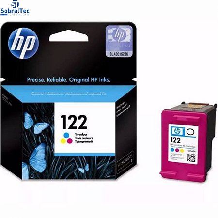 Cartucho de Tinta HP 122 Colorido, Original, CH562HB, Para HP DeskJet 1000-2050-3050-2000 - Rende Até 100 Páginas