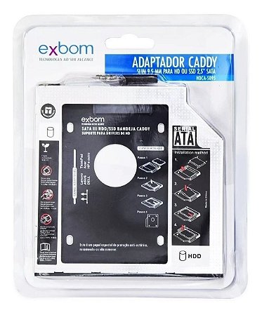 Gaveta Caddy Adaptador Para Segundo HD Notebook ou Ssd 12,7mm- HDCA -S127- Exbom