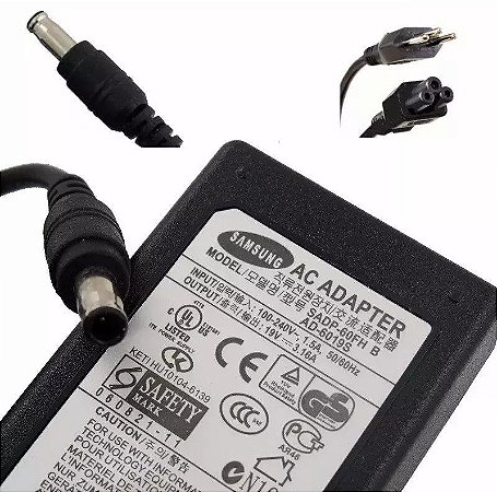 Fonte Notebook Samsung 19v. 3.16a- 65w API3AD05 (5.5 x 3.0mm)