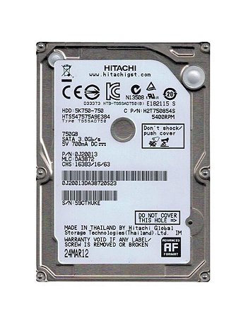 Hd Int. Notebook 750Gb Hitachi h2t750854s-Usd