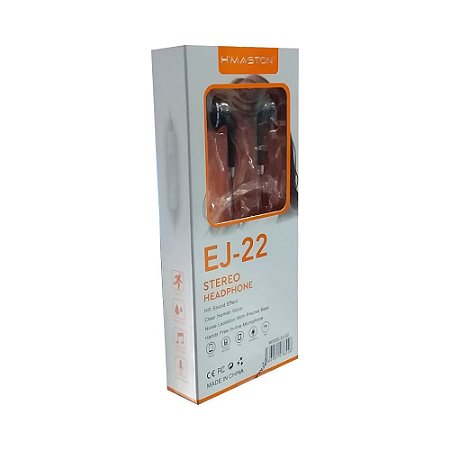 Fone De Ouvido Stereo H'maston Ej-22 Preto Com Prata